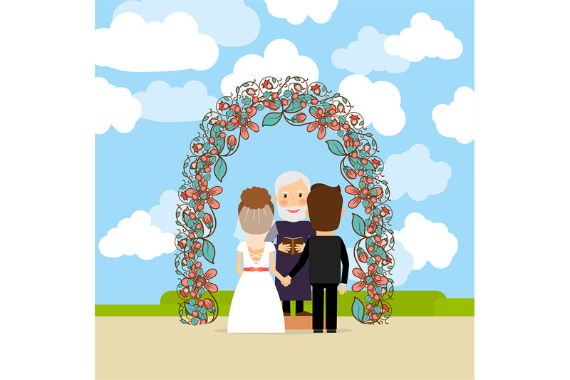 wedding-ceremony-near-floral-arch