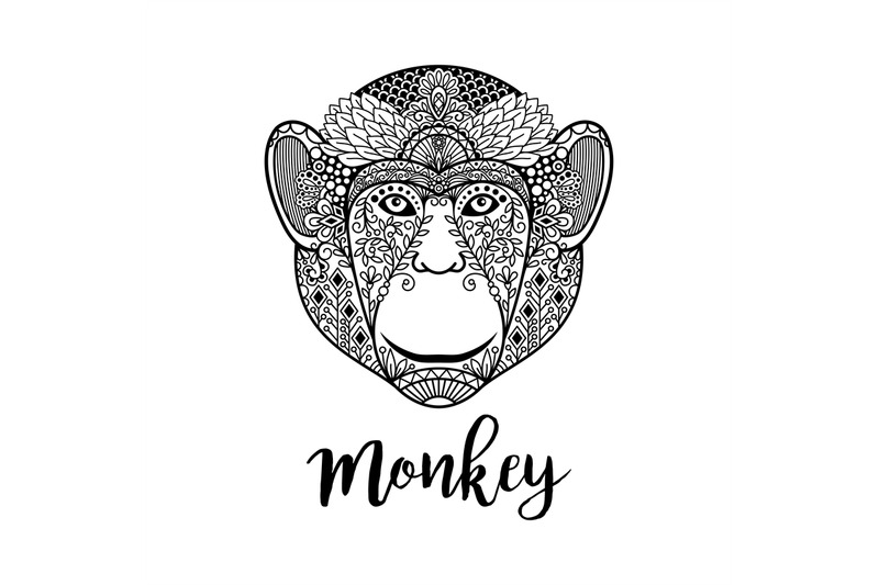 monkey-head-illustration-with-ethnic-motifs