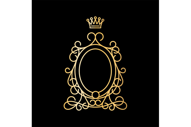 golden-vintage-oval-frame-with-crown