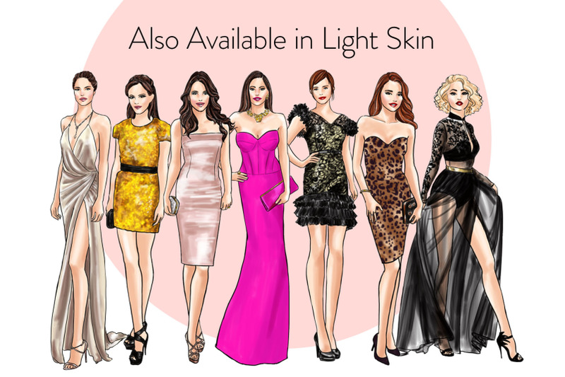 watercolor-fashion-clipart-girls-in-formal-dress-1-light-skin