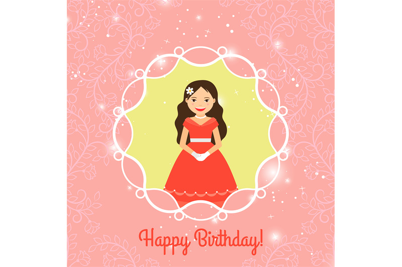 Happy Birthday card template with princess By SmartStartStocker