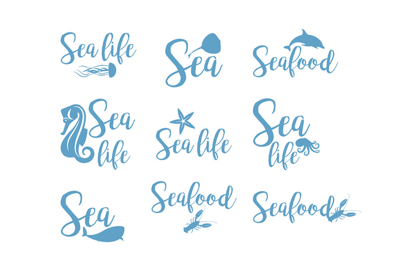 seafood-lettering-design-set