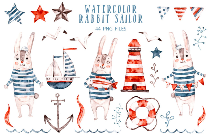 cute-rabbit-sailor-kids-watercolor-sea-clipart-baby-bunny-animals