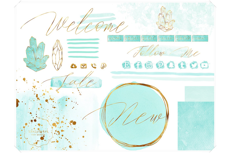 mint-blue-watercolor-and-gold-design-bundle