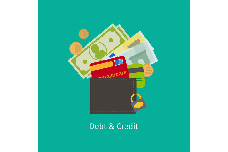 debt-and-credit-cartoon-illustration