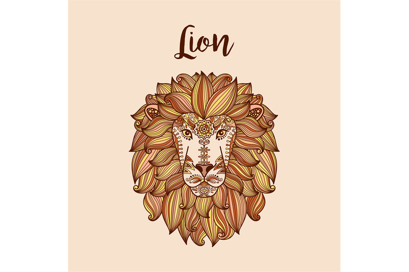 lion-head-with-ethnic-floral-pattern