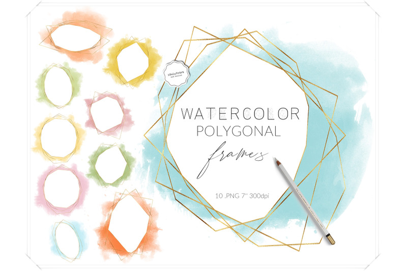 colorful-watercolor-polygonal-frames