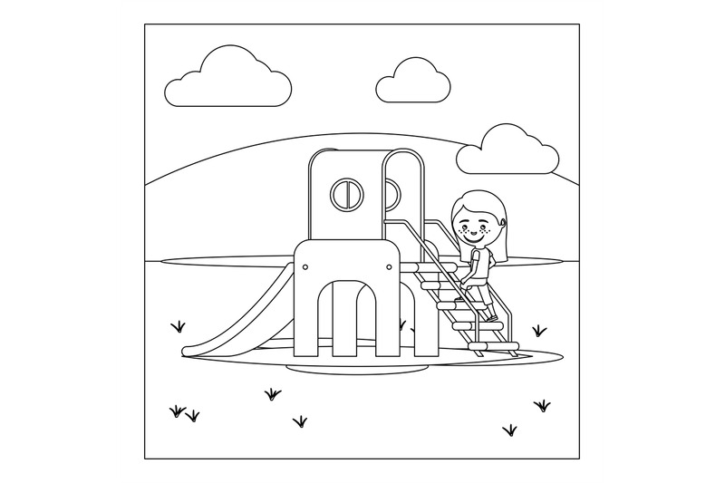 kid-on-playground-coloring-book-design