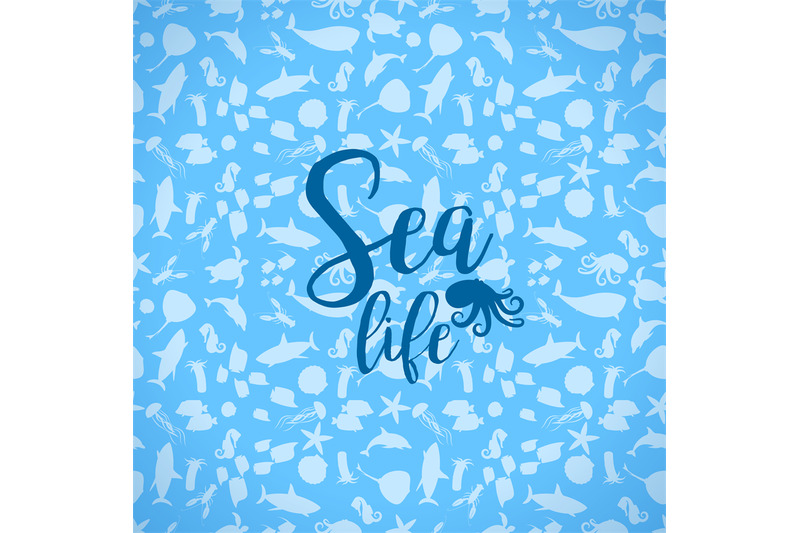 sea-life-card-with-silhouettes