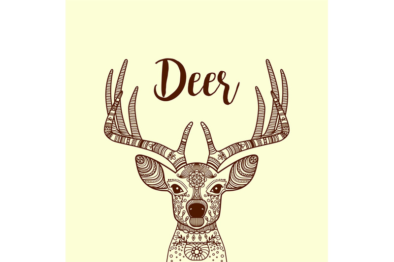 brown-horned-deer-head-with-ornament