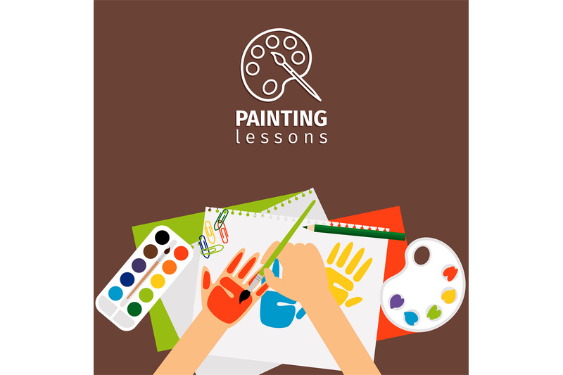 kids-painting-lessons-vector-illustration