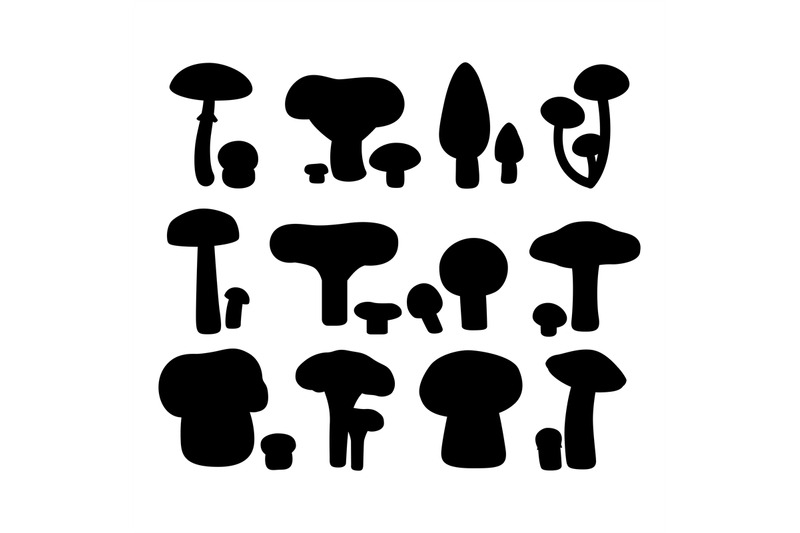 vector-mushrooms-silhouettes-set