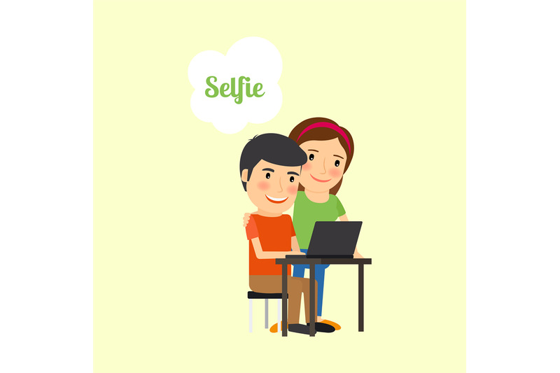 cartoon-couple-taking-selfie