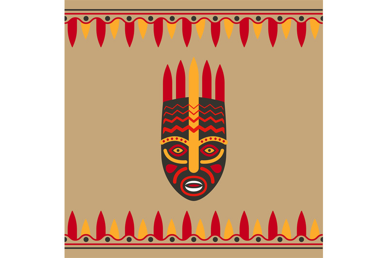 tribal-style-card-with-mask