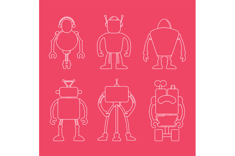 cute-line-robot-set-on-pink