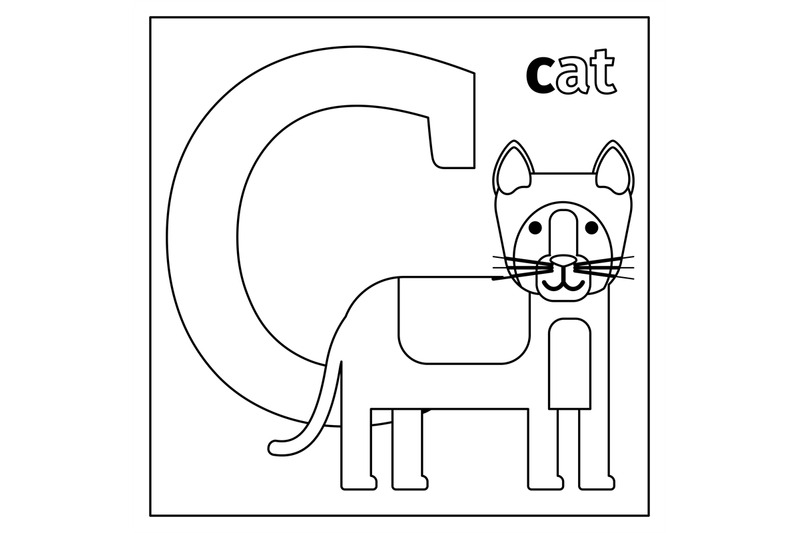 Cat, letter C coloring page By SmartStartStocker | TheHungryJPEG.com