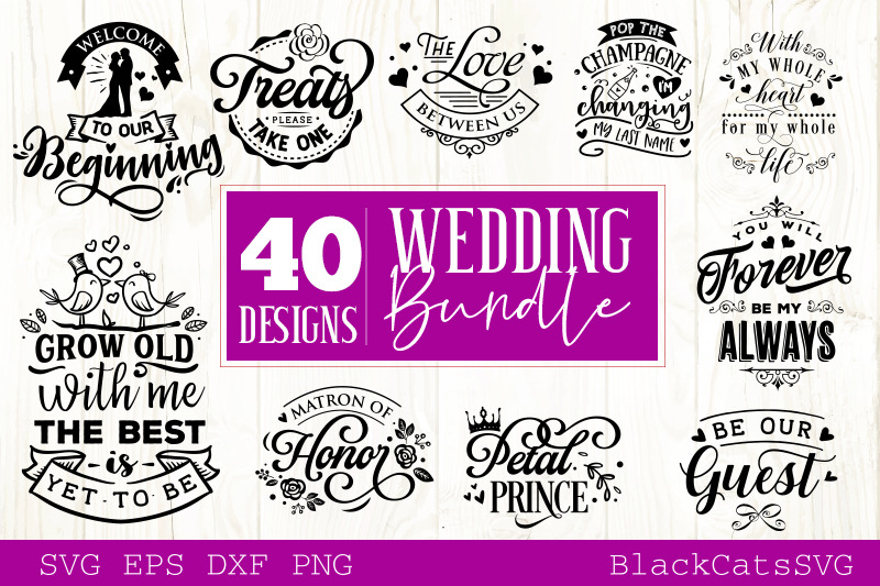 Wedding bundle SVG vol 2 - 40 designs By BlackCatsSVG | TheHungryJPEG.com