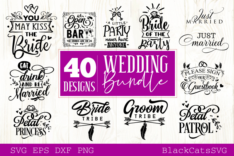 Wedding bundle SVG vol 2 - 40 designs By BlackCatsSVG ...