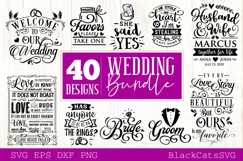 Wedding bundle SVG vol 2 - 40 designs By BlackCatsSVG ...