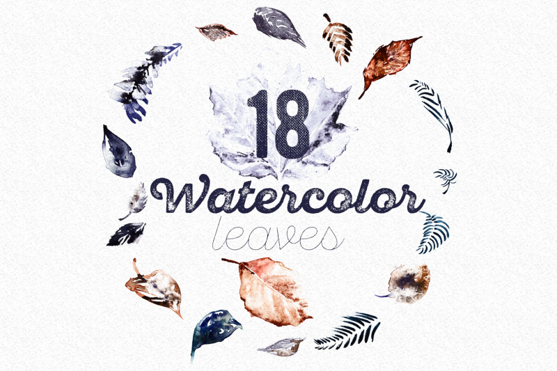 set-of-18-watercolor-handpainted-leaves-hq-png-files