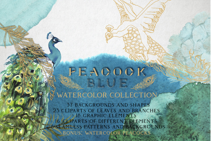 quot-peacock-blue-quot-watercolor-collection