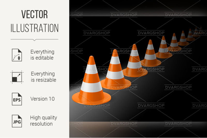 row-of-traffic-cones