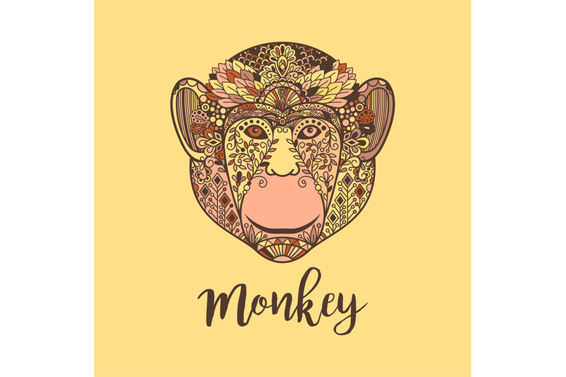 monkey-head-with-colorful-ethnic-motifs