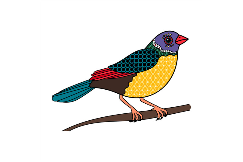 vector-colored-bird-with-floral-pattern