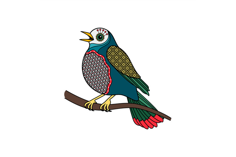 vector-colored-bird-with-floral-pattern