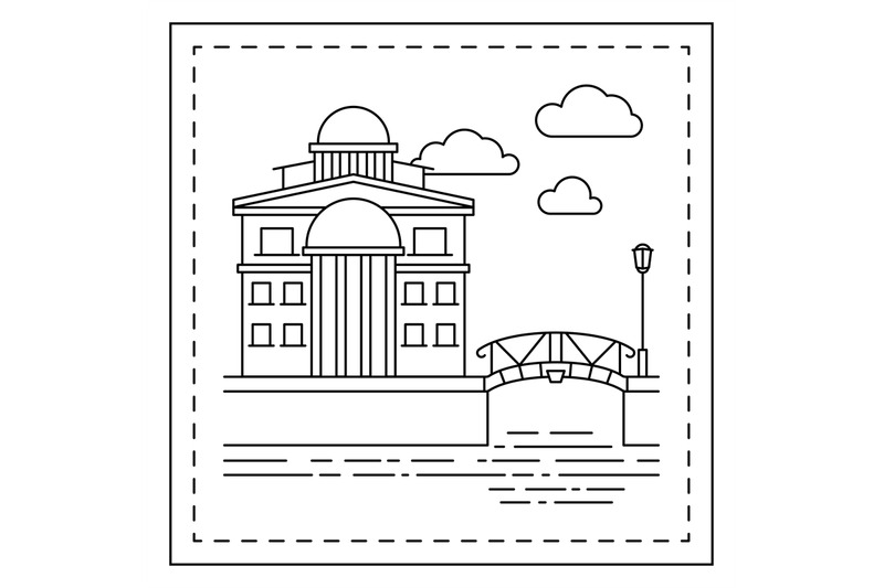 coloring-page-with-house-and-bridge