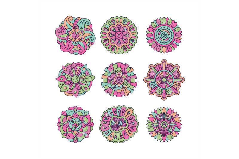 colorful-symmetrical-doodle-floral-elements