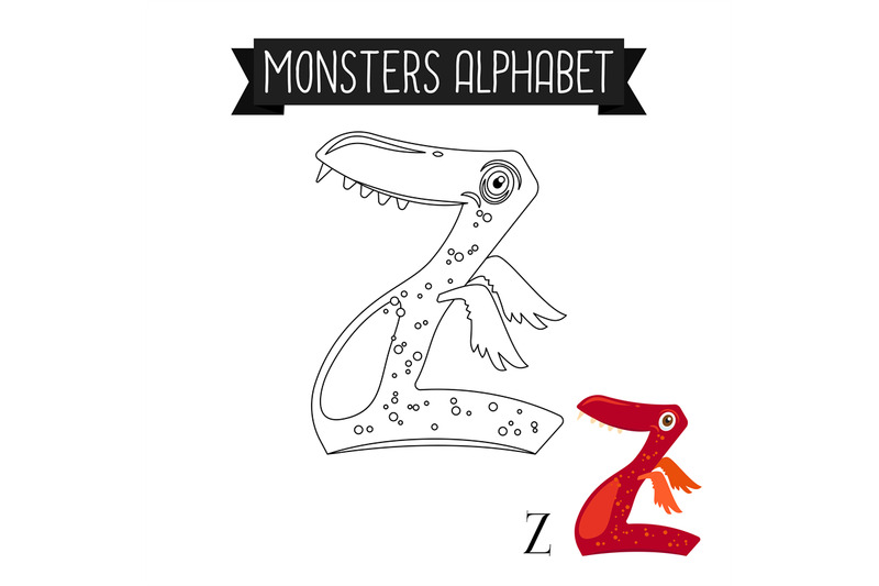 coloring-page-monsters-alphabet-letter-z