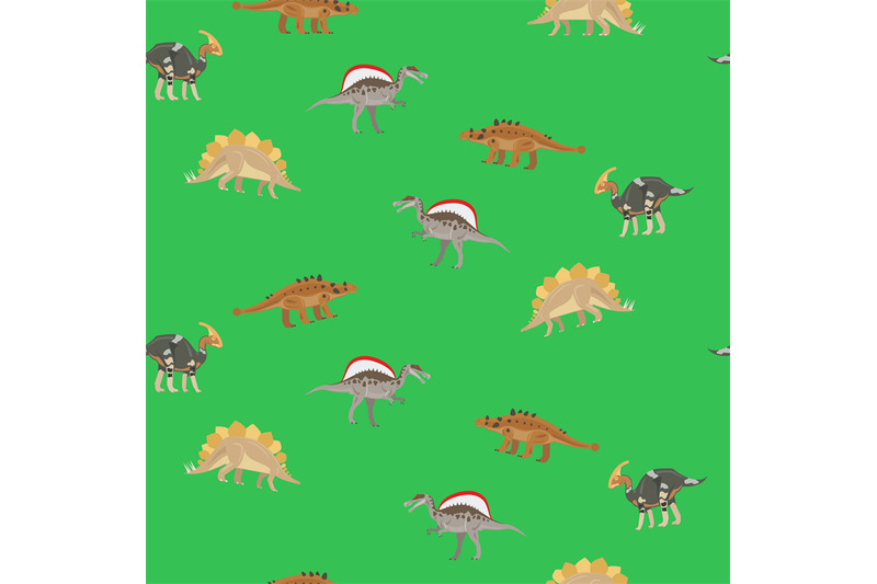 dinosaur-seamless-pattern-on-green-background