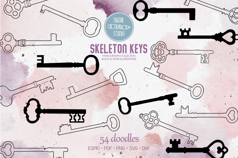 skeleton-keys-hand-drawn-victorian-heart-door-lock
