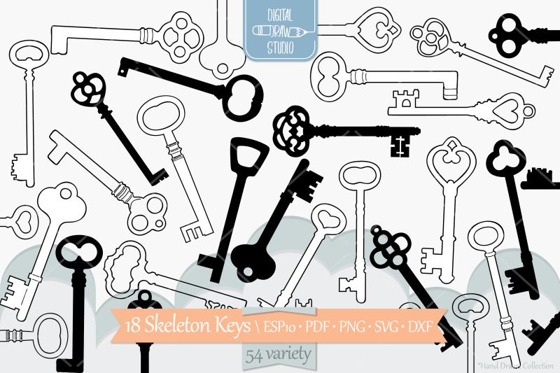 skeleton-keys-hand-drawn-victorian-heart-door-lock