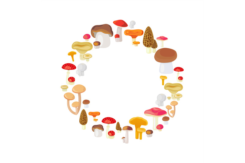 mushroom-round-frame-isolated-on-white