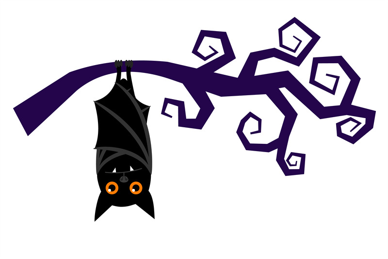 cartoon-halloween-bat-hanging-on-tree-branch-vector