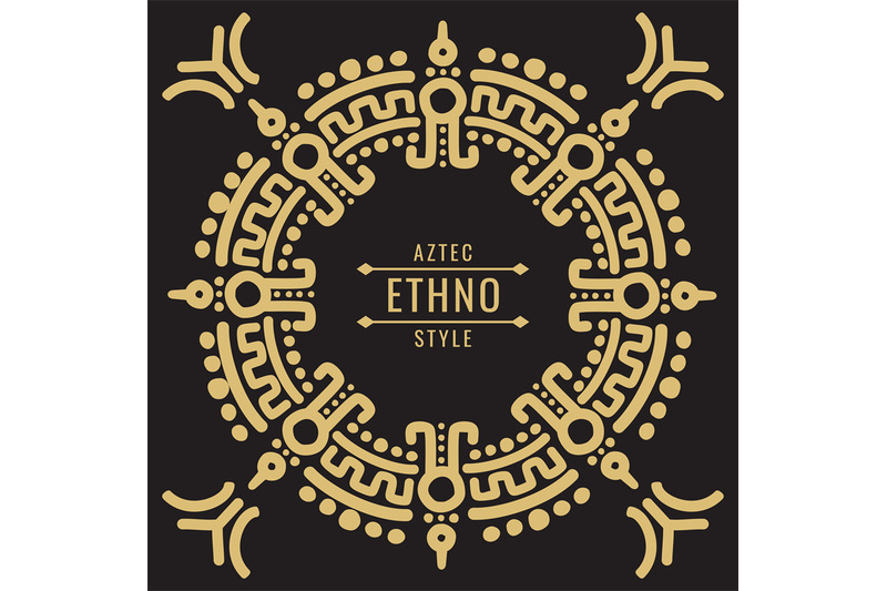 gold-mexican-tribal-frame-design-ethno-atzec