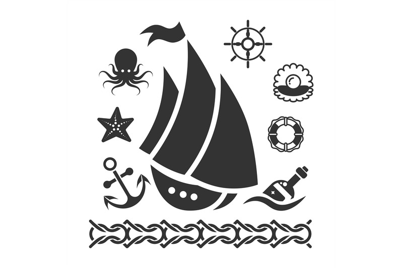 vintage-marine-icons-set-with-ship-starfish-anchor