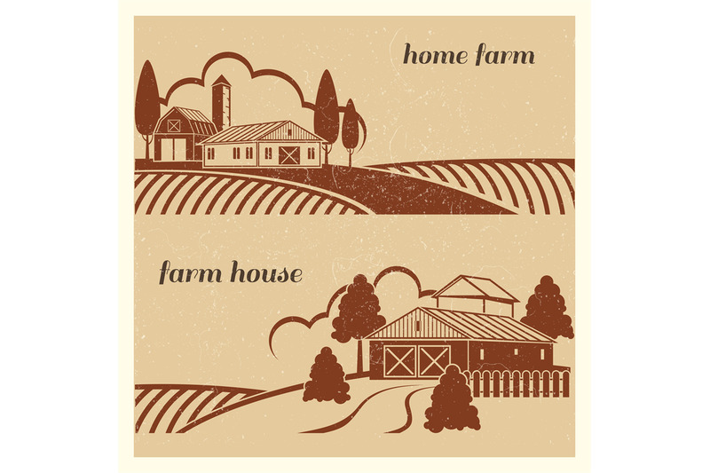 vintage-countryside-landscape-with-farm-scene-grunge-farm-houses-emb