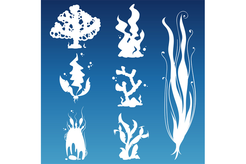 white-underwater-wild-plants-silhouettes