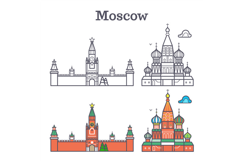 moscow-linear-russia-landmark-soviet-buildings-red-square