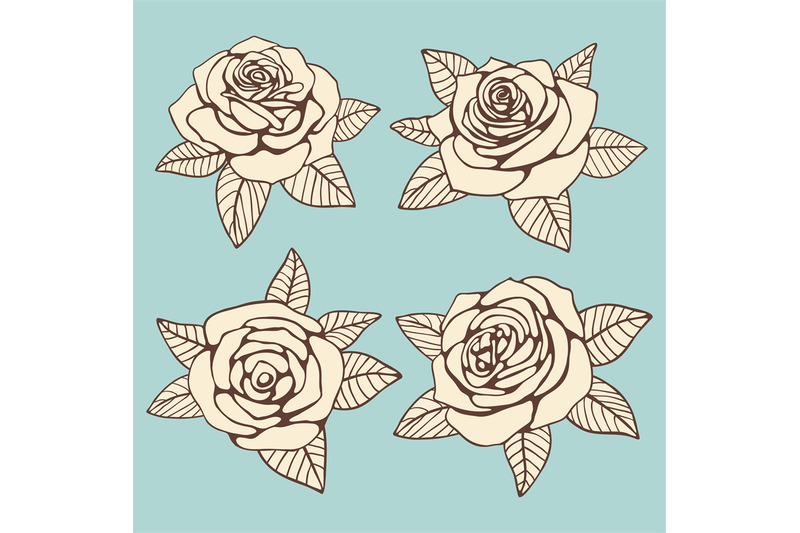 vintage-hand-drawn-roses-with-leaves-vector-design