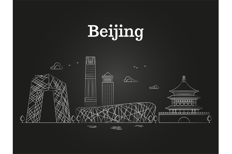 china-beijing-linear-panoramic-skyline-vector-illustration-asian-cit