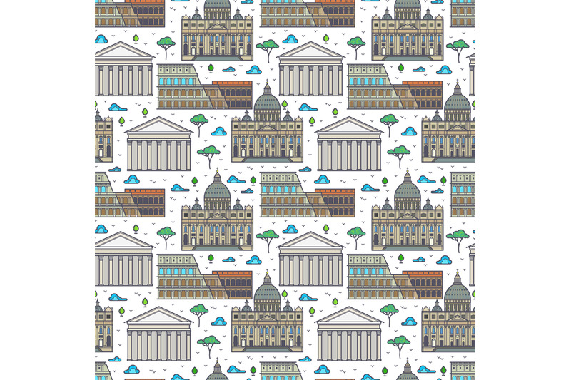 linear-rome-famous-buildings-seamless-pattern
