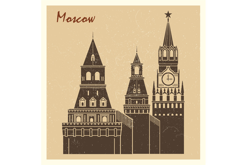 moscow-kremlin-grunge-postcard-design