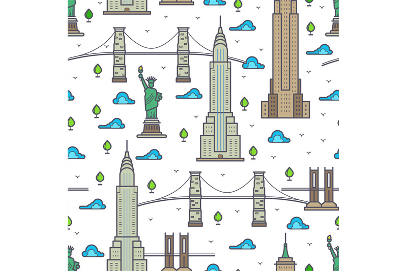 new-york-bridges-skyscrapers-seamless-pattern