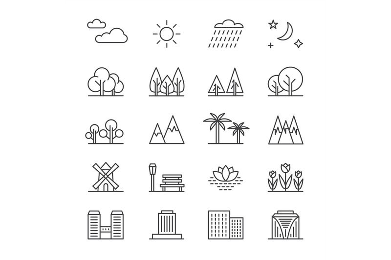 nature-landscape-line-vector-elements-and-houses-outline-trees-and-mo