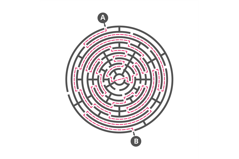round-maze-kids-game-labyrinth-puzzle-vector-template