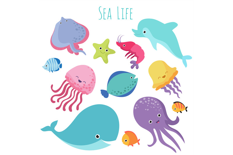 cute-baby-sea-fishes-vector-cartoon-underwater-animals-collection